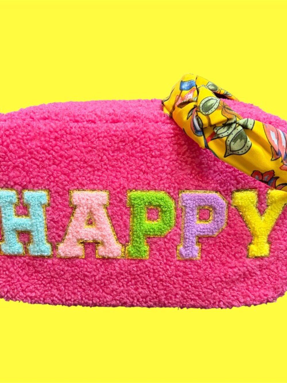 "HAPPY" SHERPA LARGE POUCH NWT